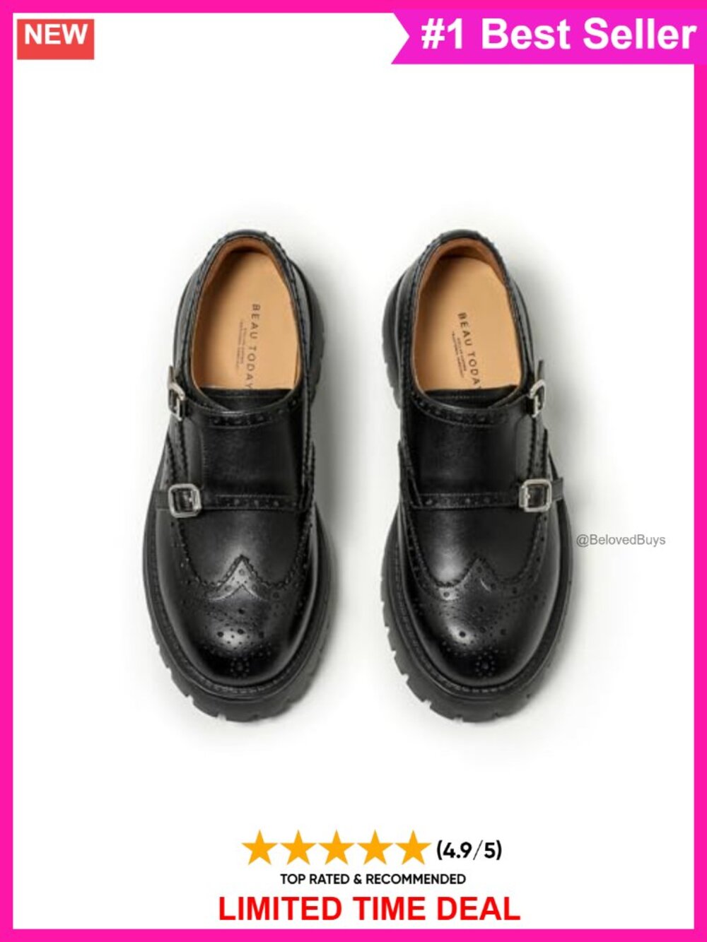 Calfskin Wingtip Brogue Platform Loafers Monk Strap Slip On